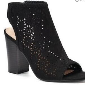 LC Lauren Conrad Statice Black Laser-Cut 
Ankle Boots size 6.5